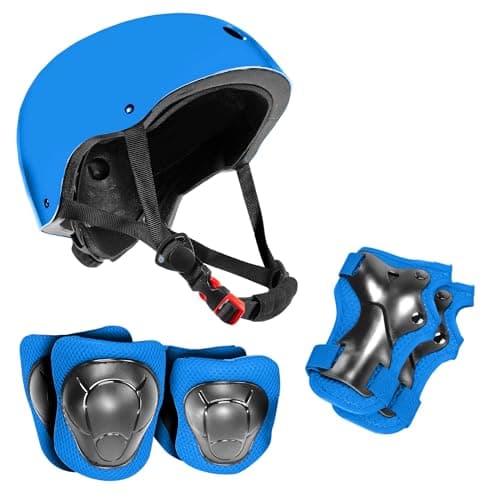 Image of Niftii Kids Helmet with Pads - Adjustable Multi-Sport Complete Safety Gear for Cycling, Skateboarding & Scooting, Ideal for Boys & Girls Ages 3-15 Kids Bike Helmet Set, Blue
