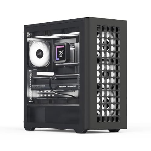 Image of AeroCool D502A Mid Tower Case, Mesh Front Panel, 360mm Radiator Support, 11 Fan Slots, 400mm GPU, ATX/m-ATX/mini-ITX, Magnetic Dust Filters, SPCC Steel Construction, Trendy PC Build, Black