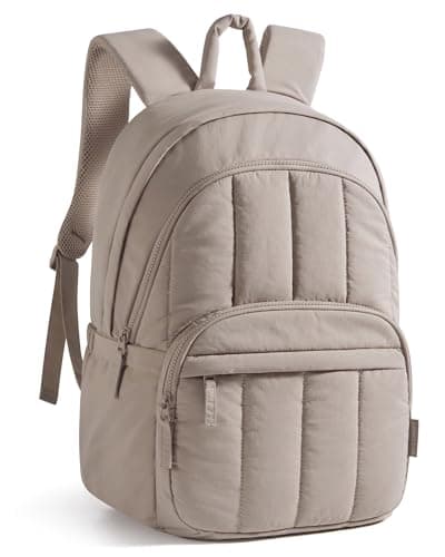 Image of BAGSMAT Womens Backpack Travel Laptop Backpack for Women, Quilted College Laptop Bookbag, Work Back Pack for Women, Cute Computer Water-Resistant Casual Daypack, Puffer Camel
