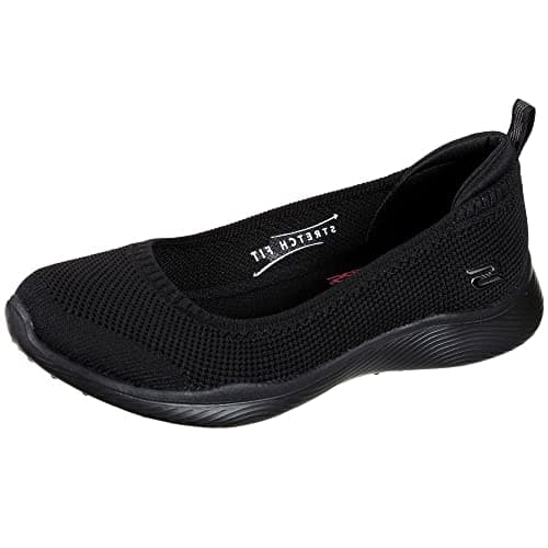 Image of Skechers Women's Microburst 2.0 Be Iconic Trainers, Black Stretch Fit Knit Skimmmer, 6 UK Wide