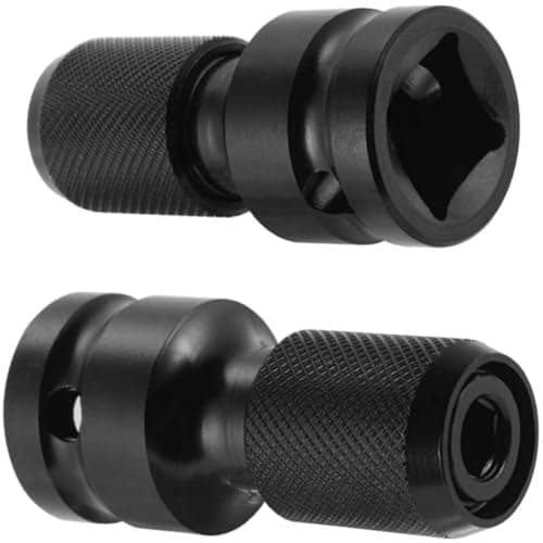 Image of 2 Pack 1/2 Square Drive to 1/4 Hex Shank Socket Adapter Quick Release Chuck Converter for Impact Ratchet Wrench and Screwdriver Bit Holding Socket