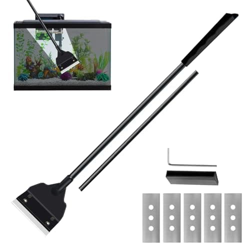 Image of Aihoom 8PCS Aquarium Algae Scraper Tool Set, Glass Scraper 65cm Detachable Handle Fish Tank Cleaner with 5 Replacement Blades, Adjustable Glass Tank Algae Scraper for Aquarium Gravel Cleaning