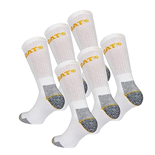 Image of CAT Caterpillar Work Socks Men Heavy Duty - Reinforced Heel Toe - Terry Cotton - Pack of 6 Pairs