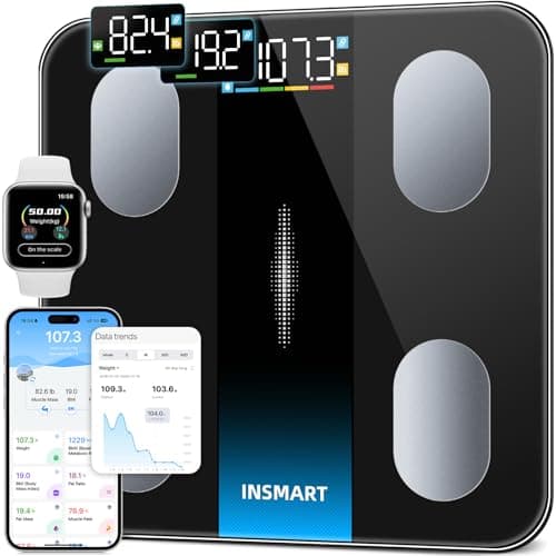 Image of INSMART Scales for Body Weight, Digital Smart Bathroom Scales with Large Display 16 Body Composition Including Body Fat Percentage and BMI, Bluetooth Accurate Weighing Scale with Sync App-400lb