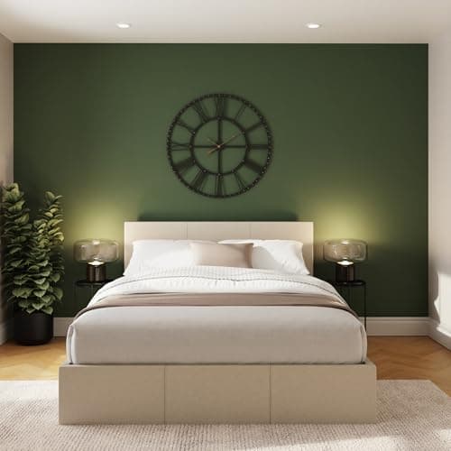 Image of GFW Fabric Upholstered Ottoman Storage Bed, Gas Side Lift & Under Bed Storage, Natural, Double