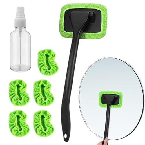 Image of Car Wash Brush - Car Window Cleaning | Microfibre Vision Glass Cleaning with 5 Washable Towel Pads | 180 Degree MOP Rotary for Interior