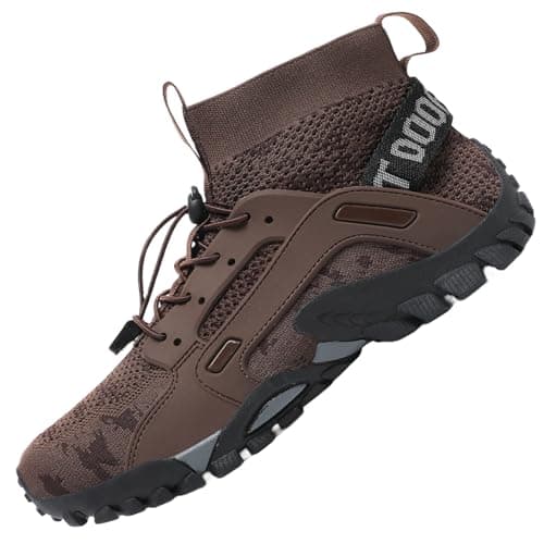 Image of VTASQ Hiking Boots Mens Outdoor Non-Slip Trekking Mountaineering Shoes Trainers Lightweight Camping Climbing Shoes Sneaker Brown 8 UK