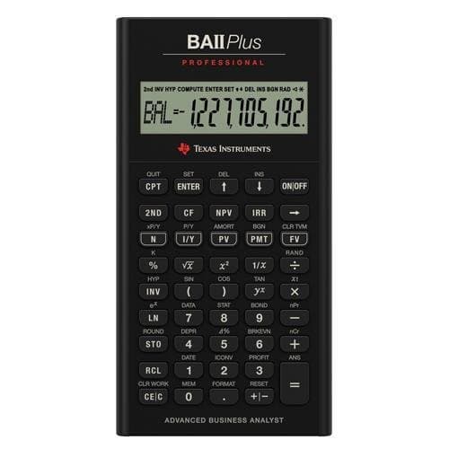 Image of Texas Instruments TI-BA II Plus Professional Financial Calculator - 10 Digits - LCD - Lithium Battery IIBAPRO/CLM/4L1/A