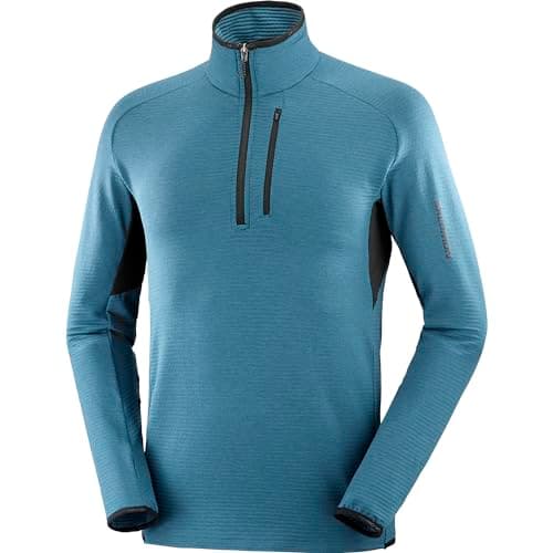 Image of Salomon Men's Half Zip Midlayer Jacket, Deep Dive/Deep Black, L