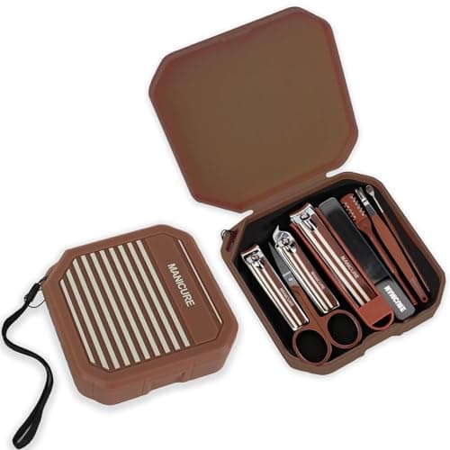 Image of Nail Kit, Nail Clippers Set, Manicure Set, Travel Gifts for Women, 8 Pcs, Stainless Steel Nail Care Tools with Case for Travel & Home, Christmas Gifts, Mens Manicure Set (Khaki)
