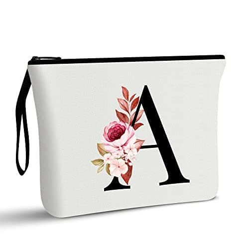 Image of A-Z Personalized Makeup Bag,Birthday Gifts for Women Mom,Gifts for Best Friend,Bride Bridesmaid Cosmetic Bag(A)