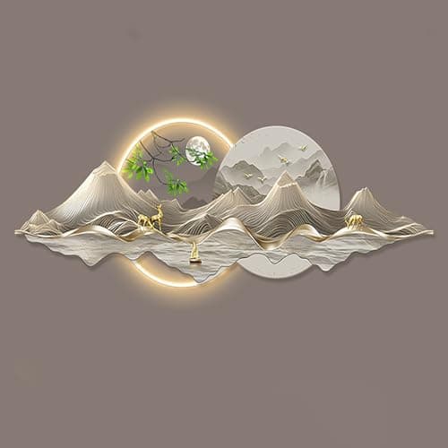 Image of ZCQMSCWW 3D LED Wall Art with Sandstone Texture, Mountain Landscape Decor and Minimalist Light Up Painting for Living Room Bedroom(I,120 * 40cm/47.2 * 15.7in)