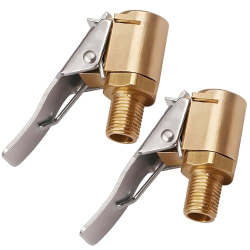 Image of Femihua 2 Pcs Tyre Inflator Adaptor, Brass Tyre Valve Air Pump Clip, Thread Quick Release Tyre Inflator Adaptor, Car Pump Valve Connector Accessories for Motorcycle Car Bicycle Trucks (8mm)