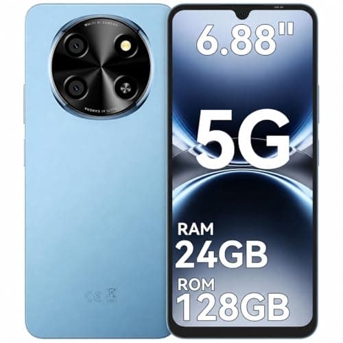 Image of 2026 New Mobile Phones 5G, Android 15 Phone, NFC, 120Hz, 24GB+128GB/2TB TF Octa Core, 6.88''HD Android Phones, 5000mAh Dual SIM Unlocked, 5G Smartphone, Rear 16MP + 8MP, Fingerprint / FaceID, Blue