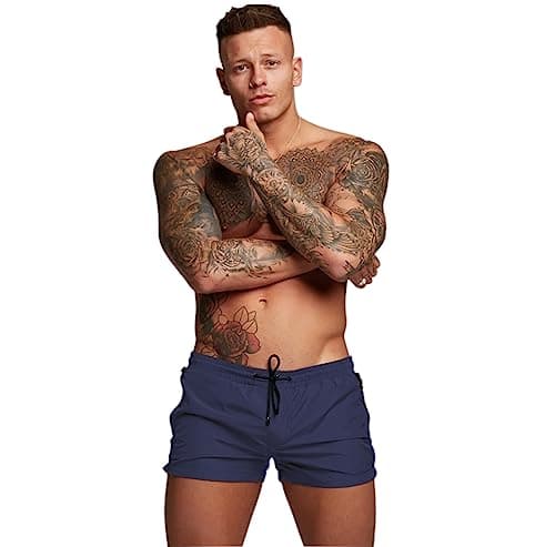 Image of Men’s Swim Trunks Quick Dry Swim Shorts Board Shorts with Triangle Mesh Lining Navy Blue