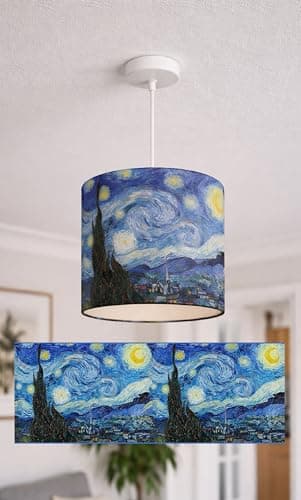 Image of Vincent Van Gogh lightshade Starry Night Handmade Lampshade Multiple Sizes - (20cm x 18.5cm Ceiling)
