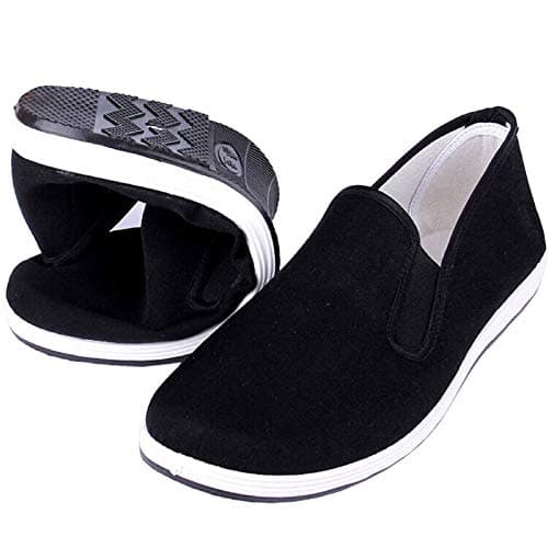 Image of Kung Fu Tai Chi Martial Arts Shoes Rubber Sole Unisex Canvas Anti-Slip Fashion Qigong Trainerss Black UK 8 (265mm)