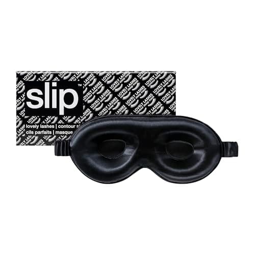 Image of Slip Silk Contour Sleep Mask - Lovely Lashes - 100% Pure Mulberry 22 Momme Slipsilk Eye Mask - Comfortable Sleeping Mask with Elastic Band + Pure Silk Filler and Internal Liner - One Size