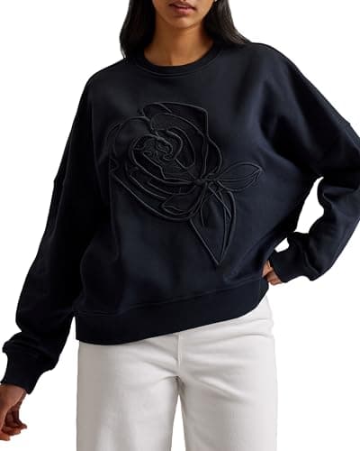 Image of Ted Baker London lotiss-Embroidered Burnout Graphic Sweatshirt, Navy