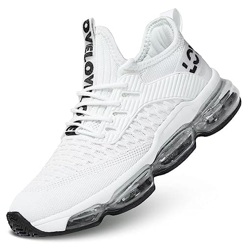Image of Mens Running Shoes Air Cushion Fashion Trainers Casual Breathable Walking Tennis Gym Athletic Sports Sneakers Zapatos White 7
