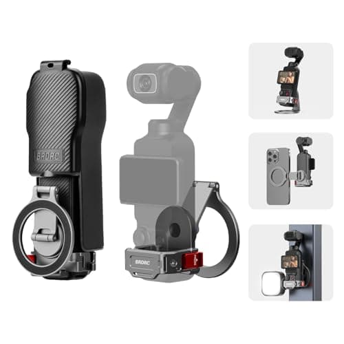 Image of BRDRC Pocket 3 4 Magnetic Mount, Phone Holder for Mag Safe Aluminum Alloy Magnet Expansion Adapter with Cold Shoe for DJI OSMO Pocket 3 4 Creator Combo Accessories (with Protective Cover)