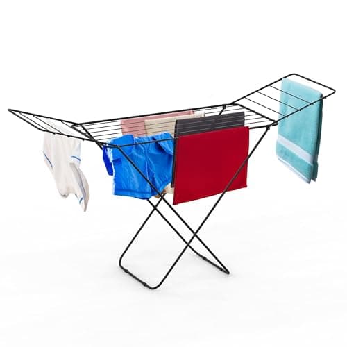 Image of Clothes Airer Drying Rack Winged Drying 18M Length Drying Line Indoor Outdoor Laundry Washing ,Metal Foldable Laundry Drying Horse Rack,Clothes Dryer Rack for Indoor & Outdoor 182x50x100cm