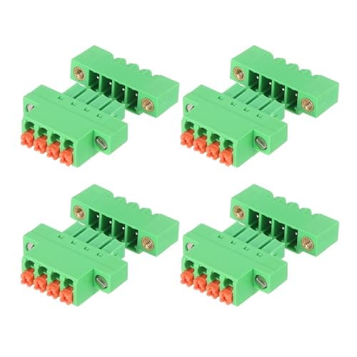 Image of sourcing map 4 Set 3.81 mm 0.15" Pitch Terminal Block, 4 Vertical Pin Spring PCB Mount Terminal Block Pluggable Male & Female Circuit Board Connector 300V 8A for 26-16AWG Cable