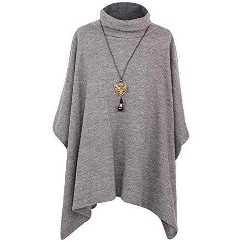 Image of Storm Island Ladies Italian Poncho Cowl Neck top Winter Warm Moher Women Plus Size Fashion (Grey, One Size Fit for 12-26 UK)