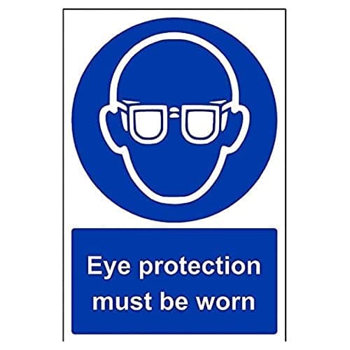Image of V Safety Eye Protection Must Be Worn PPE Sign - 200mm x 300mm - Self Adhesive Vinyl