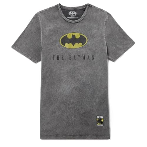 Image of Batman 80th Anniversary Logo T-Shirt - Black Acid Wash L