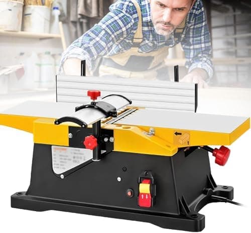 Image of 6 Inch Benchtop Wood Planer Jointer – Heavy Duty Thickness Planer with 12000 RPM Motor, Multifunctional Tool for Precision Wood Cutting & Surface Smoothing