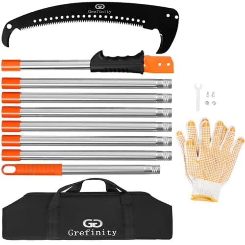 Image of Grefinity Manual Pole Saw for Tree Trimming, 10 FT/3.2M Pruning Saw with 8-Section Stainless Steel Handle, Sharp Steel Blade, Easy to Carry and Extendable Design for Garden & Tree Maintenance