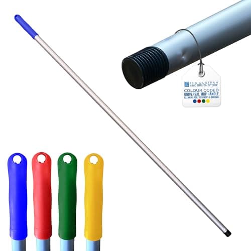 Image of Colour Coded Mop and Broom Handle Replacement – 120cm Long Aluminium Mop and Broom Handle Screw End, Interchangeable That Fits Most Mop (Blue)