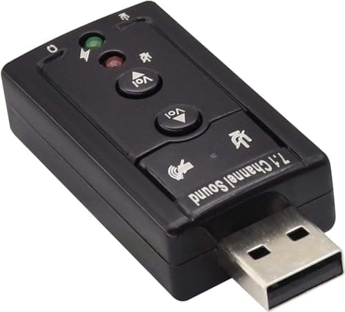 Image of AYMBH USB-SOUND7 Portable USB Sound Card Adapter with Virtual 7.1 Surround Sound Enhances Audio Deep Bas Plug-and-Play for Windows Mac Linux 3.5mm Headset Converter Compact Ideal for VoIP & Gaming