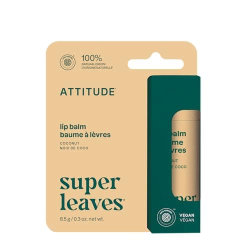 Image of ATTITUDE Lip Balm, Natural Origin, Nourishes & Protects, Shea Butter, Coconut & Castor Oils, EWG Verified, For Dry Lips, Men and Women, Vegan, Coconut, 8.5 g