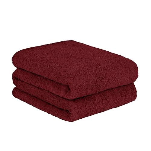 Image of Brentfords Throw for Sofa Teddy Fleece Wine Red Throw, Warm Blanket for Winter Ultra Sofa Cosy Thick Blanket Couch Cover Bed Throw Blanket King, 200x240cm