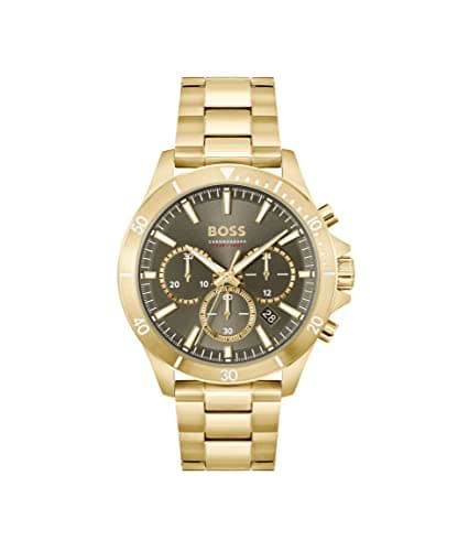 Image of BOSS Chronograph Quartz Watch for Men TROPER Collection with Gold Colored Stainless Steel Bracelet - 1514059