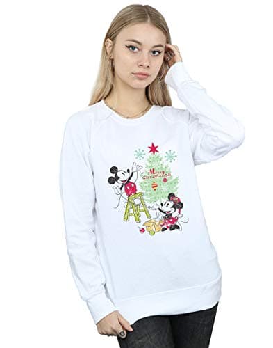 Image of Disney Women's Mickey and Minnie Kiss Sketch Sweatshirt Medium White