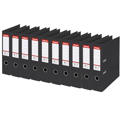 Image of Esselte 811370 Number 1 Power 75 mm A4 Lever Arch File - Black, Pack of 10
