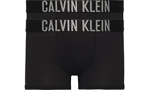 Image of Calvin Klein Boys 2 Pack Intense Power Boxer Trunk, Black/Grey Logo 8-10 Years Black