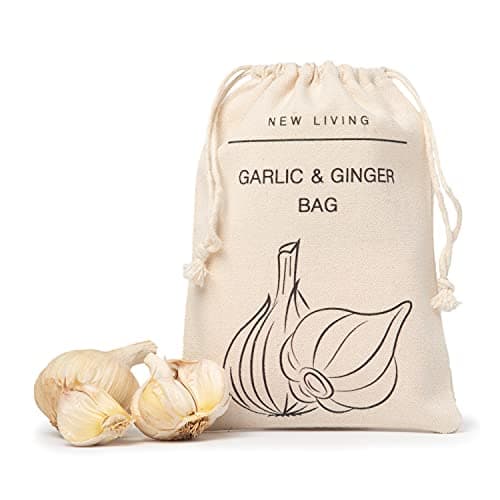 Image of Garlic and Ginger Bag | Organic Linen Cotton Material | Eco Product | by New Living | Food Storage Bag |14 x 19 cm (1)