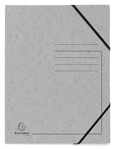 Image of Exacompta - Ref 555471E - Elasticated Folder - 240 x 320mm in Size, Suitable for Holding A4 Documents, 355gsm Mottled Pressboard, Elasticated Straps - Grey (Pack of 5)