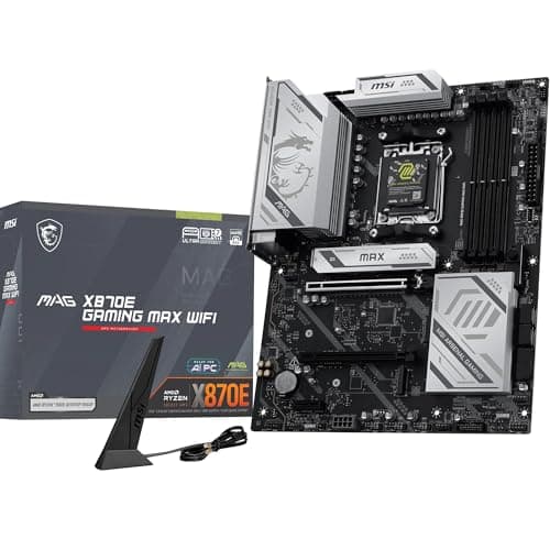 Image of MSI MAG X870E GAMING MAX WIFI Motherboard, ATX - Supports AMD Ryzen 9000/8000 / 7000 Processors, AM5 - DDR5 Memory Boost (up to 8200+ MT/s OC), PCIe 5.0 x16, M.2 Gen5, Wi-Fi 7, 5G LAN