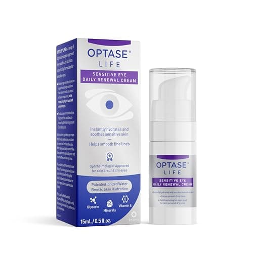 Image of Optase Life Sensitive Eye Daily Renewal Cream – Instantly Hydrating and Soothing Eye Cream, with Ionized Water, Glycerin & Vitamin E – Suitable for Skin Care around Dry Eyes – 15ml