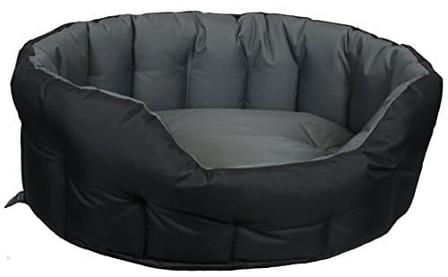 Image of P & L Superior Pet Beds Heavy Duty Oval Waterproof Black with Grey Lining Softee Bed, Medium, 61 x 51 x 22 cm
