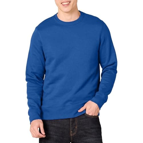 Image of Amazon Essentials Men's Fleece Crew Neck Sweatshirt (Available in Big & Tall), Blue Heather, L