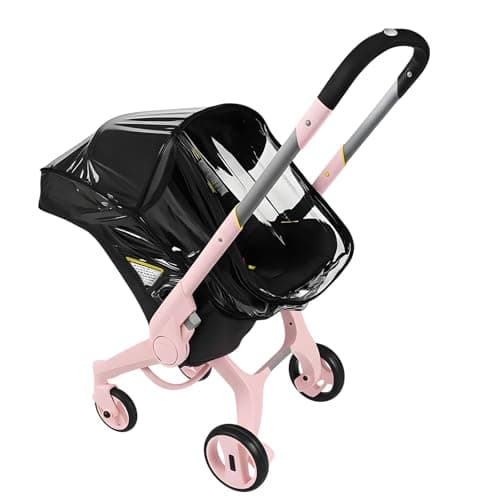 Image of Black Transparent Stroller Rain Cover, Doona Rain Cover, Car Seat Stroller, Pram Rains Cover Accessories, Protective Covers for Rain Snow Wind Dust