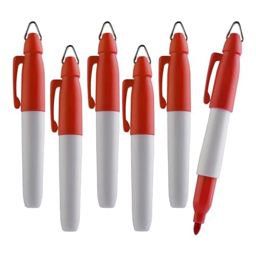 Image of TH Golf Mini Permanent Markers | Assorted Colours | Fine Point | 6 Count (Red)