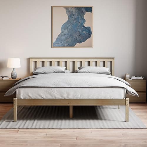 Image of Vida Designs Milan King Low Foot End Bed Frame | Pine | Solid Pine Wood | 5ft | Under-Bed Storage Space | Easy Assembly | Rustic Design | Bedroom Furniture