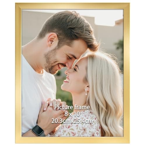 Image of Ditwis 10x8 Photo Frame Gold, Modern Frame Suitable for 8x10 Photos and Pictures, Horizontal or Vertical Wall or Table Display
